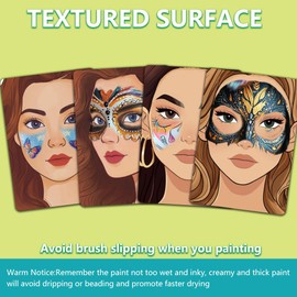 DELORIGIN 4pcs Face Painting Practice Board Kits A4 Reusable Makeup Paint Practice Board Facial Painting Excersize Template Stage Make-up Look Designs Tool Paint Supplies for Makeup Beginner