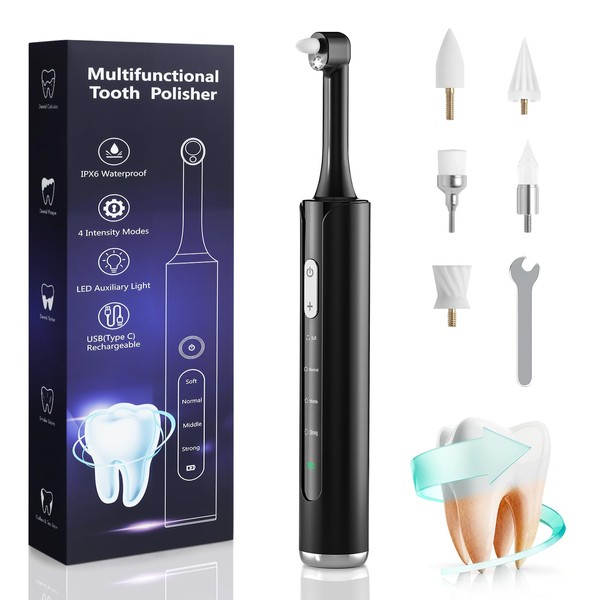 Teeth Whitening Kit, Electric Dental Polisher with 4 Modes &
