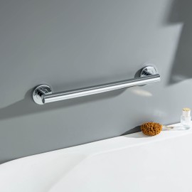 KIBI 18 Inch Stainless Steel Bathroom Safety Grab Bar | Straight Shaped Grab Bar for Bathtubs and Showers, Shower Safety Grab Bars for Seniors, Wall Mounted Anti-Slip Support (Chrome, KGB1118)