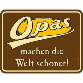 empireposter Grandpa Make the World More Beautiful Tin Sign with Saying 4 Suction Cups Size 17 x 22 cm