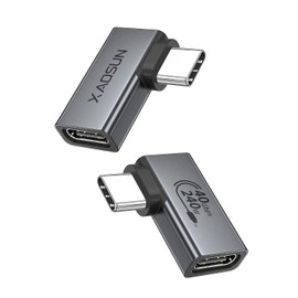 XAOSUN Adaptador USB C de Ángulo Recto, USB C a C de 90 Grados, Thunderbolt 4 para MacBook, Tablet, Docks, Steam Deck (Paquete de 2)