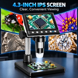 Digital Microscope for Electronics Inspection – 4.3-Inch IPS Screen, 1000X Magnification & 1080P Video for Coins and PCB Work