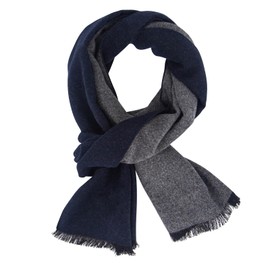 DiaryLook Men's Autumn Cotton Checked Scarf Winter Boys Warm Long Scarf with Luxurious, Navy blue and dark grey