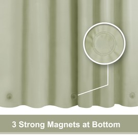 Sage Green Plastic Shower Curtain Liner - Premium PEVA Shower Liner BPA & PVC Free, No Chemical Smell, Lightweight Green Shower Curtain with 3 Magnets for Bathroom, 12 Metal Grommets - Sage