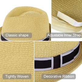 Men's Fedoras Straw Hat Mens Sun Hat Womens Fedora Hat Summer Fedora Hats for Women Summer Hat Breathable Men's Summer Hats Straw,Dark Beige L/XL