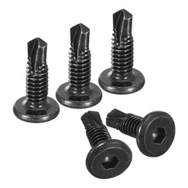 sourcing map 200Pcs Hex Socket Self Tapping Screws, 1/4" x 3/4" 410 Stainless Steel Flat Head Sheet Metal Drilling Screws, Black