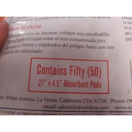 UltraZap SpillGuard Absorbent Pads 27"x4.5"  (50 Pads Per Pack)