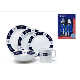 Eval Young Marine Marine Melamine Ware Nautical Boat 5PC Place Setting & 5PC Flatware Set NEW