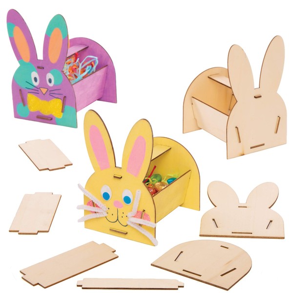 Baker Ross Wooden Basket Craft Sets "Rabbit" (Pack of 4)