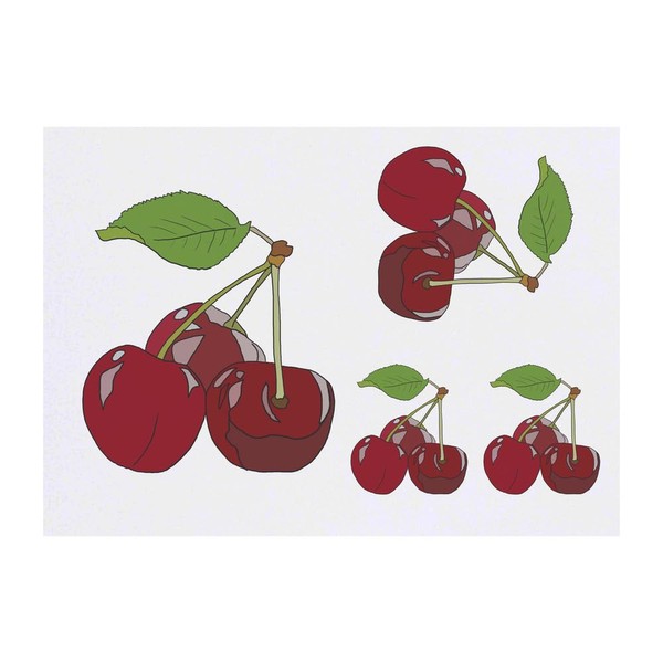 4 x 'Three Cherries ' Temporary Tattoos - Water Resistant,