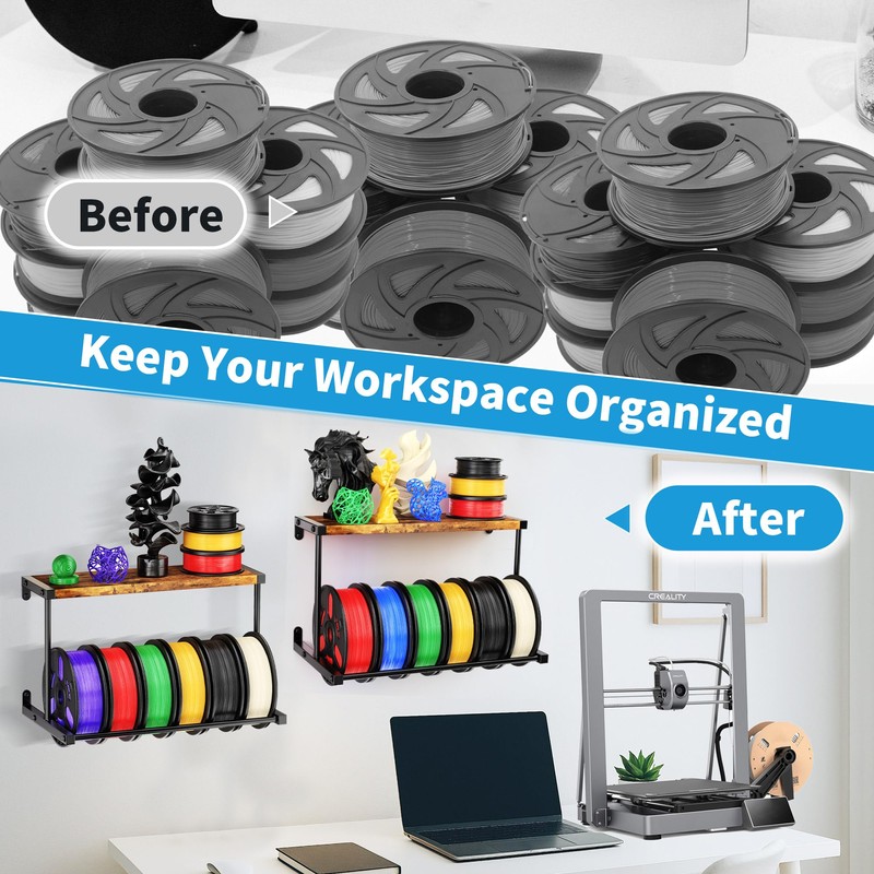 ORNAROVI 2 Pack 3D Printer Filament Storage Rack, Wall Mount