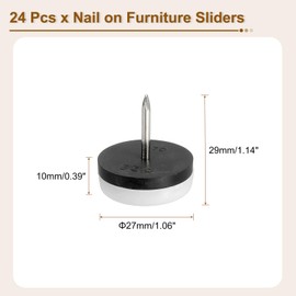 sourcing map Nail on Furniture Sliders, 24Pcs Plastic Chair Glides Nail in Chair Leg Floor Protectors Round Chair Table Feet Leg Pads for Hardwood Floors (White, 28mm/1.1")