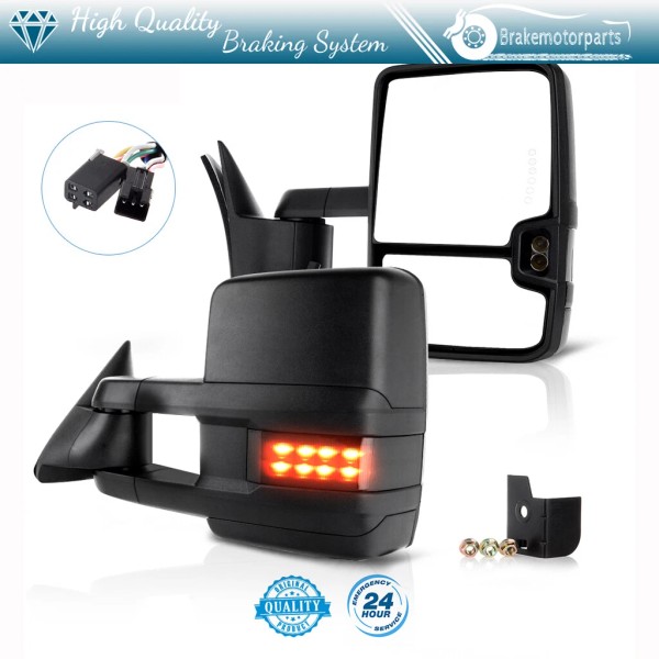 Brakemotorparts Pair Power LED Signal Tow Mirrors For 88-98 Chevy