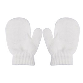 BiggerStore Toddler Unisex Baby Girl Boy Solid Color Warm Knit Gloves Magic Stretch Mittens Winter (1-4 Years, White)