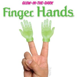 archie mcphee Glow in the Dark - Pair of 1 Right Finger & 1 left Finger Hand soft vinyl puppet