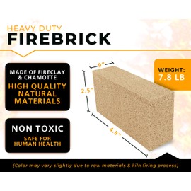 GIRtech Forge Heavy Duty Fire Bricks 3200F - Pack of 1 | Hard Refractory Fire Brick for Masonry, Insulating Kiln, Fire Pit, Wood Stove, Oven, Grill, Melting Metals