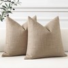 Artscope Light Coffee Cushion Covers Set of 2 Linen Decorative
