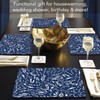 CounterArt Navy Meadow Sketch Premium Decorative Hardboard Tabletop Placemats 4-Pack