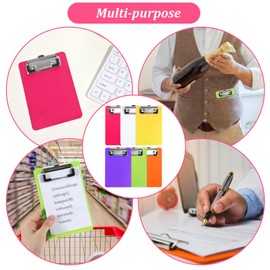 Ouligay 6 Stück Mini Klemmbrett A6 Klemmbretter Klein Bunte Robuste Kunststoff Klemmbrett Farbiger Zwischenablage Small Clipboards A6 für Büro, Restaurant, Schule Clipboard, 15x10 cm