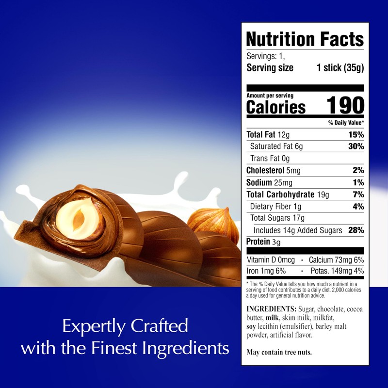 Lindt CLASSIC RECIPE Whole Hazelnut Milk Chocolate Stick, Milk Chocolate