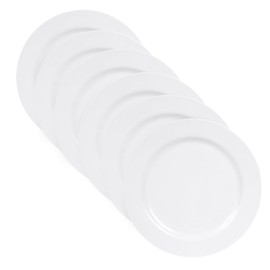 DoDoware 6pcs Melamine Salad Plates Set, 10in White Dinner Plate Set, Chip Resistant lightweight Round Plates, Winter Frost White Dessert Dishes, Unbreakable Serving Plate