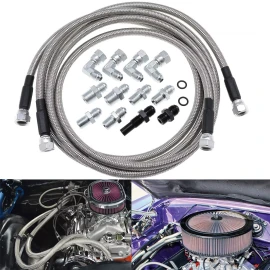 Unbranded For GM 4L60E 4L80E Flexible SS Braided Transmission Cooler Lines Kit -6AN Hose