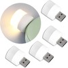 Linwnil USB Plug Lamp Computer Mobile Power Charging USB Small Book Lamps LED Eye Protection Reading Light Small Round Light Night Light(4 Warm Light)