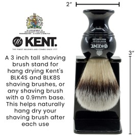 KENT VSB1 Small Black Plastic Shaving Brush Stand for Self Adhesive Hang Drying Shave Brush. Essential Part of Any Mens Shaving Kit, Shaving Brush Holder Extends Natural Bristle Shaving Brushes Life