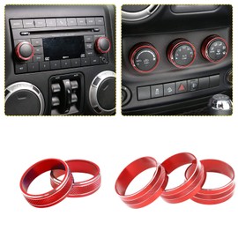 RT-TCZ Radio Channel Switch Button Audio Air Conditioning Knob Button Cover Decoration Twist Switch Ring Trim 5PCS for Jeep Wrangler JK JKU 2011-2018 & for Jeep Compass 2010-2015 & for Jeep Patriot 20