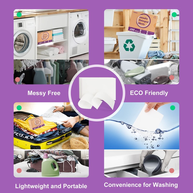 Laundry Detergent Sheets, 200 Sheets Lavender Laundry Soap Strips -
