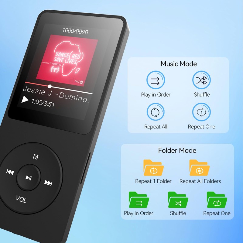 AGPTEK A02 64GB MP3 Player, 70 Hours Playback Lossless Sound