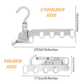 SamHeng Pack of 2 Foldable Travel Clothes Hangers, Grey Clothes Airer, Foldable with 5 Holes, Portable Space-Saving Hanger, Wardrobe Organiser for Camping, Hotel, Apartments