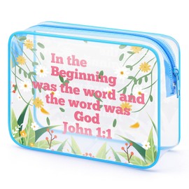 Christian Inspirational Faith Gift for Women Clear Makeup Bag Baptism Gifts for Girl Daughter PVC Cosmetic Bag Religious Scripture Gifts Bible Verse Bag for Friends Birthday Christmas Gift Travel Bag
