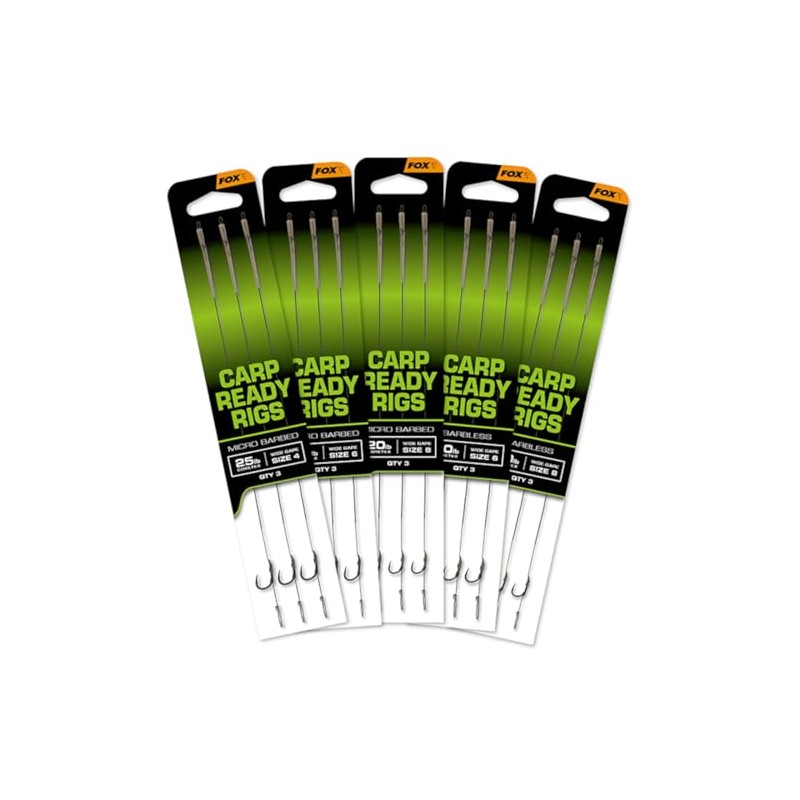 Fox Carp Wide Gape Ready Rigs (Size 8 Micro Barbed)