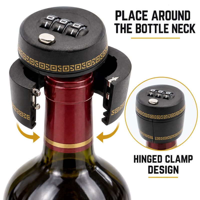 Combination Wine Bottle Lock for Storage – 3 Digit Password