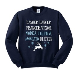 TeesAndTankYou Reindeer Alcohol Christmas Drinking Sweatshirt Unisex Medium Navy