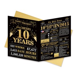 Jumbo 10th Birthday Card for Boys Girls, Funny Birthday Decoration for Daughter Son, 10 Years Ago Back in 2015