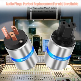 Monosaudio HiFi Power Plug Pure Copper 15A/125V 10A/250V IEC C13/C15 Power Connector Hi-end Audio Power Plug Audiophile Power Plug for DIY Audiophile Power Cord HiFi Audio AC Power Cable（M106/F106）