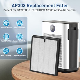 MAKKULN AP303 AP304 Replacement Filter for DAYETTE AP303/304 Air Purif-ier and for FRESHDEW Air Pur-ifier AP303/304, H14 HEPA 3-Stage Filtration System, 2-Pack