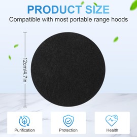 Capoda 6 Pack Carbon Replacement Filters Set for Portable Range Hoods Circle Activated Charcoal Filters for Odor and Grease Removal(4.7 Inch)