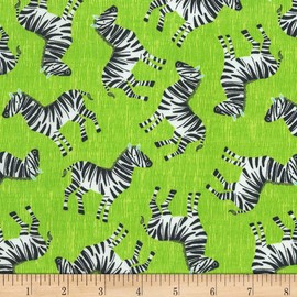 Timeless Treasures Jungle Boogie Tossed Zebra Lime Quilt Fabric by the Yard, Lime