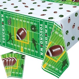 Dvaorc 4 Pack Football Party Table Covers Football Party Tablecloth 51x86 Inch Football Party Tablecloth Football Table Cover Birthday Party Table Cloth Football Theme Table Cloths (Football-1)