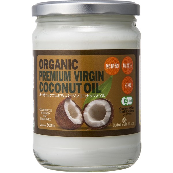 Rainforest Herbs JAS Certified Organic Virgin Coconut Oil, 16.9 fl. oz (500 ml)