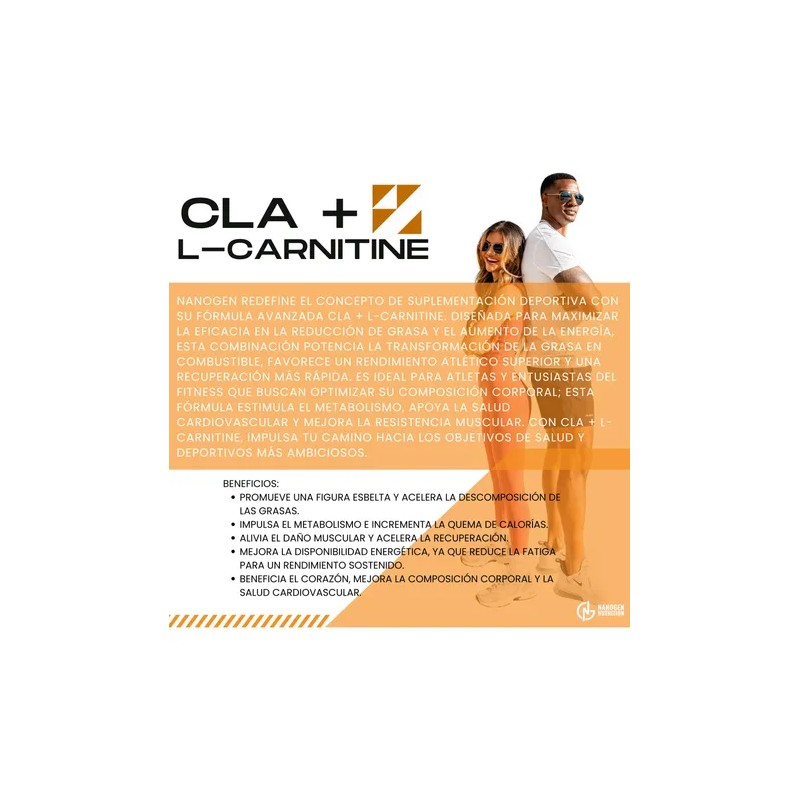 Cla + Carnitina Suplemento Nanogen Nutrition 500g 50 Servs