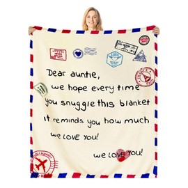 Auntie Gift from Niece Newphew Bed Throw Blankets 130x150cm for Aunt Aunty Auntie - Auntie Blanket Birthday Gift Reminder Gift I Love You Gift (AUNTIE-2)