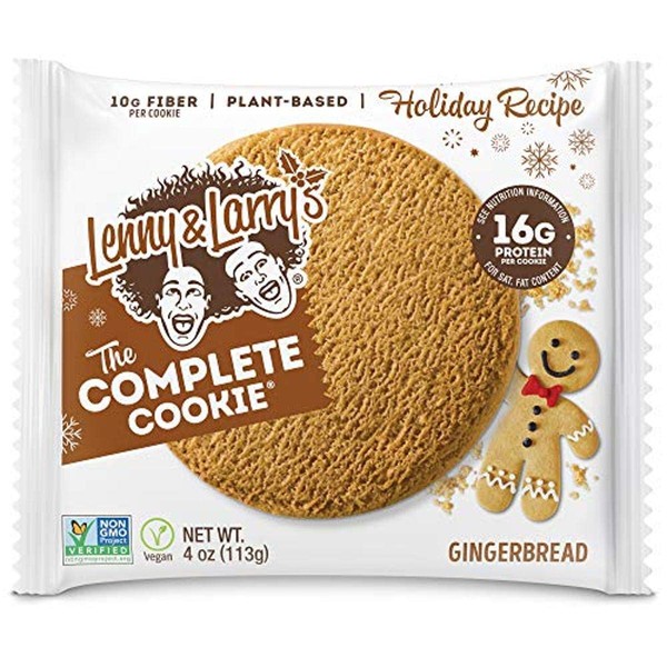 Lenny & Larry's The Complete Cookie, Gingerbread, Soft Baked, 16g Plant Protein, Vegan, Non-GMO, 4 Ounce Cookie (Pack of 12)