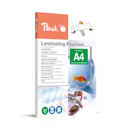 Peach Laminierfolie A4-80 mic - 25 St. - glänzend - Premiumqualität für beste Laminierergebnisse - geeignet für alle Laminiergeräte - PPR080-02