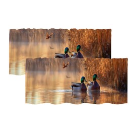 Twistmyst Rustic Wildlife Mallard Duck Valances for Windows 2 Pack,Rod Pocket Valance Curtains,Small Window Treatment Valances for Kitchen Living Room,Bedroom,Bathroom,Home Decor,18x54 Inch,2 Panel