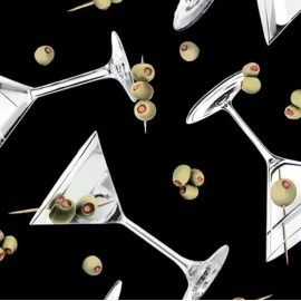 Benartex - Martini And Olive 🫒  Black Quilting And Crafting Fabric