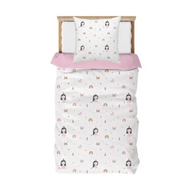 DJDEA Children's Bed Linen 135 x 200 cm - Unicorn Bed Linen Girls 135 x 200 cm with Princess and Rainbows, Microfibre Duvet Cover 2-Piece with 1 Pillowcase 80 x 80 cm